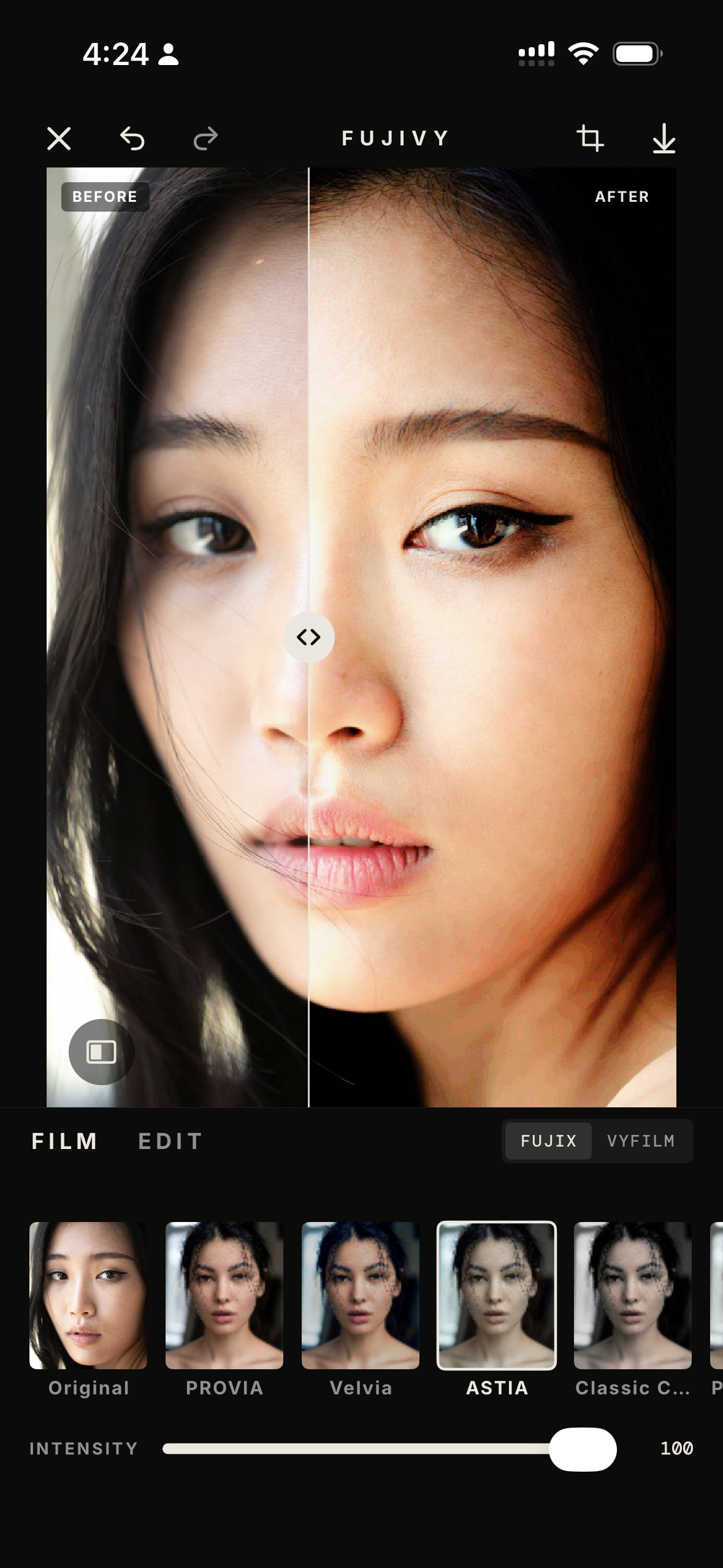 FujiVy — ASTIA soft simulation on portrait